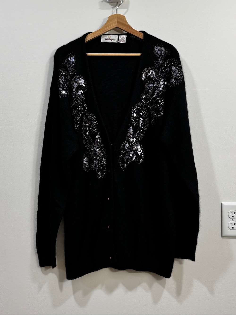 Vintage Worthington Silk Blend Beaded Sequin Cardigan XL